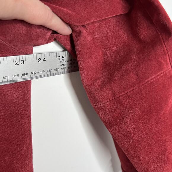 Relativity Jacket Womens XL Red Genuine Suede Leather Button Front Lined‎ - Picture 8 of 10